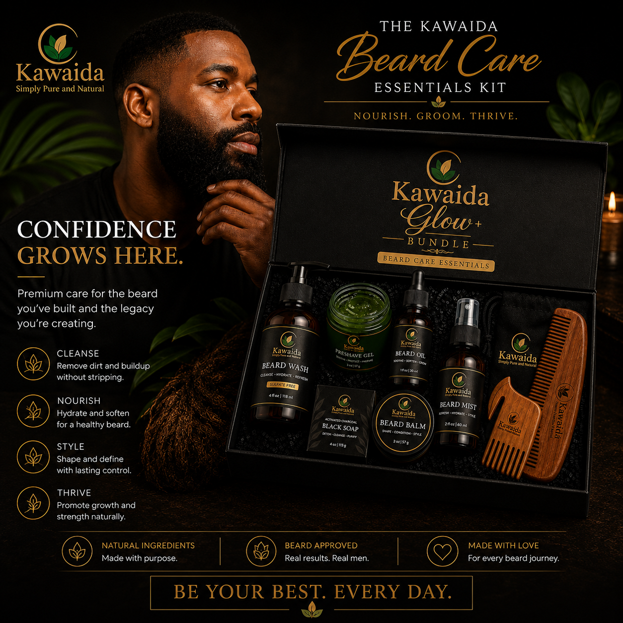 Kawaida King Men’s Beard Care Collection | Natural Grooming Essentials